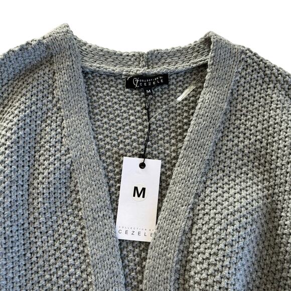 Cezele Boutique Women’s Gray Oversized Knit Open Front Cardigan Size Medium NWT - Picture 2 of 11